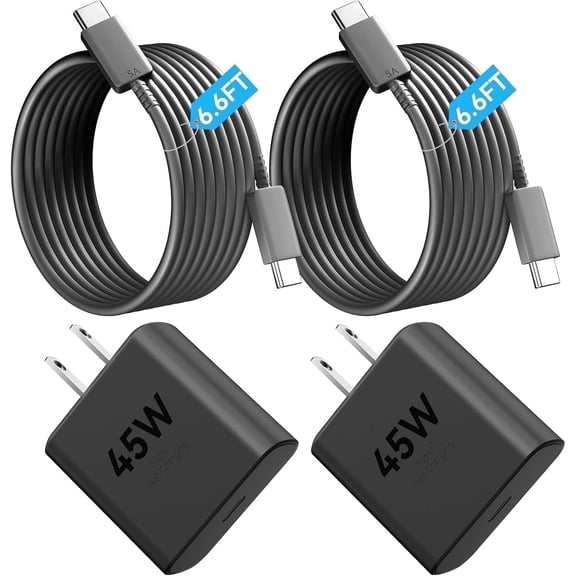 Super Fast Charger Type C, 2Pack 45W USB C Fast Charging Block Wall Charger with 2*6FT Android Phone Charger Cable Compatible with Samsung Galaxy S25/S24/S23 Ultra/S23+/S22/S21/S20