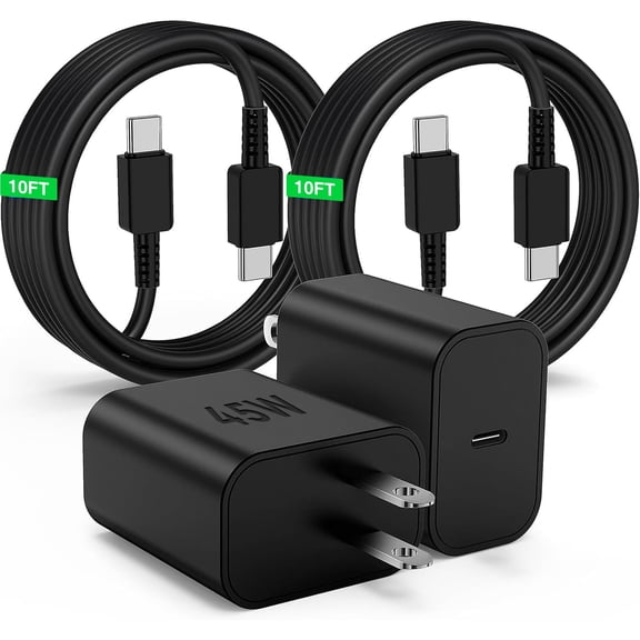 Super Fast Charger with Type C Cable 10ft , 2Pack 45W USB C Wall Charger Block Adapter and Android Phone Charger Cord for Samsung Galaxy S26 S25/S24 Ultra/S24/S24+/S23 Ultra/S23/S22 Ultra/S22/S21