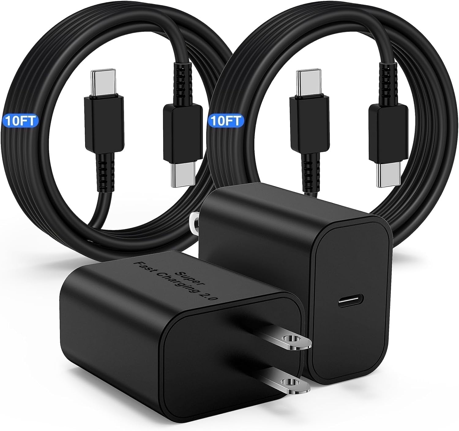 Super Fast Charger with Type C Cable 10ft , 2Pack 45W USB C Wall Charger Block Adapter and Android Phone Charger Cord for Samsung Galaxy S25/S24 Ultra/S24/S24+/S23 Ultra/S23/S22 Ultra/S22/S21/Note 20