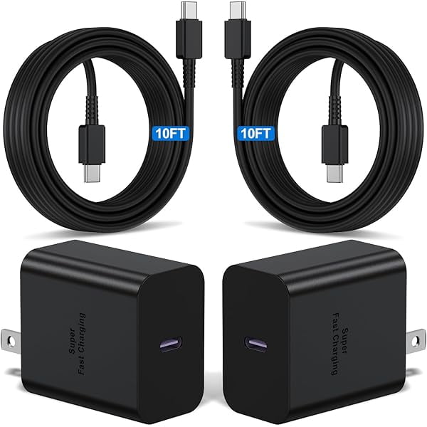 2Pack 45W Super Fast Charger Type C 10ft, USB C Wall Charging and Long Android Phone Charger Cable Cord for Samsung Galaxy S25 Ultra/S25 Plus/S25/S24+/S24 Ultra/S23 Ultra/S22 Plus/S21/Note 20/Note10+