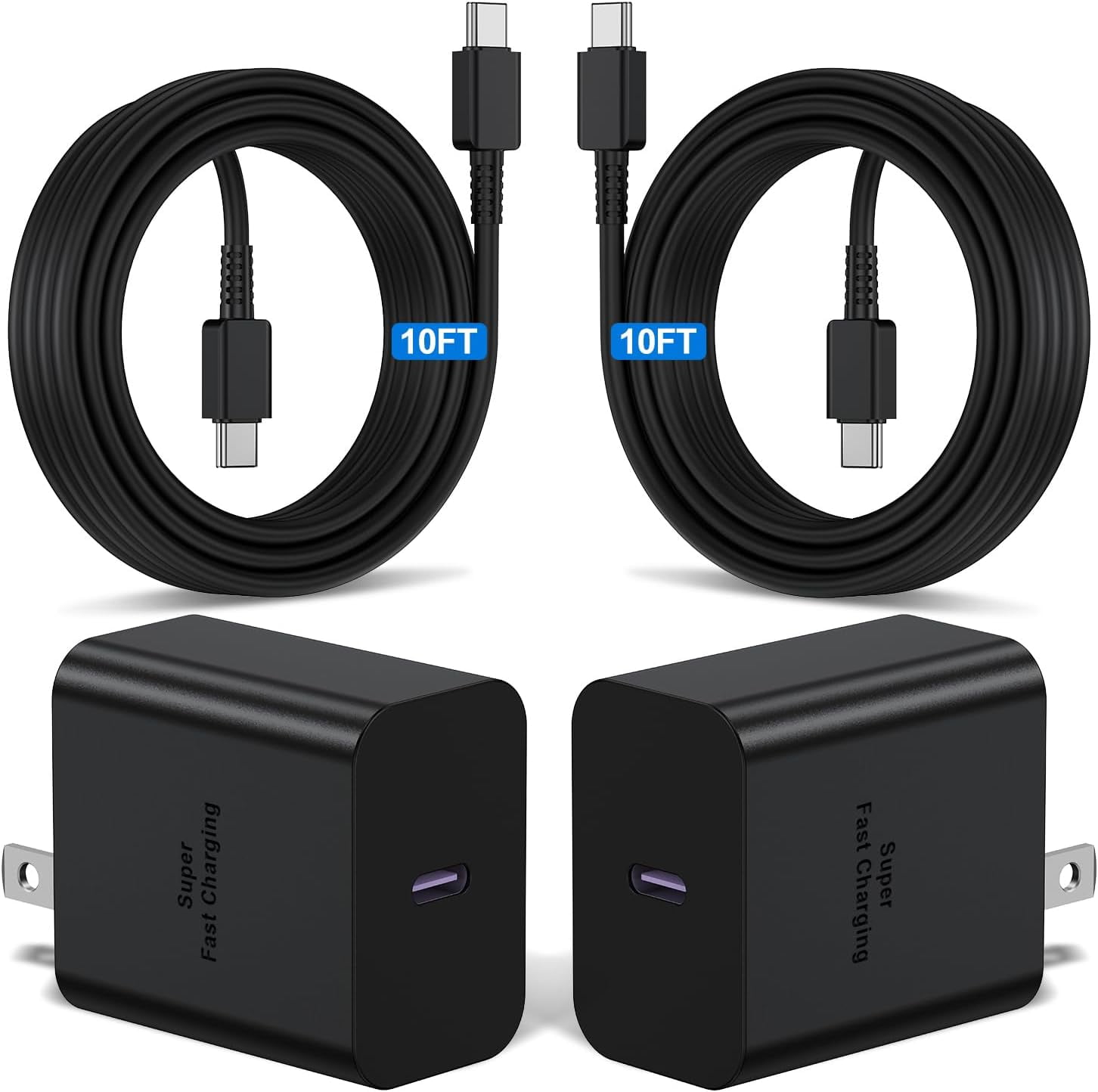 2Pack 45W Super Fast Charger Type C 10ft, USB C Wall Charging Phone Charger Cable for Samsung Galaxy S24 Ultra/Plus/S24+/S23 Ultra/S23+/S22 Ultra/ Plus/S21/Note 20/10+