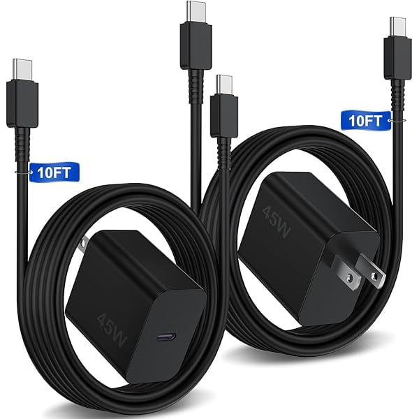 2Pack 45W Super Fast Charger with Type C Cable 10ft, USB C Wall Charging Block Adapter and Android Phone Charger Cord Long for Samsung Galaxy S24+/S23 Ultra/S23+/S22/S22+/S22 Plus/S21/Note 20/Note10+