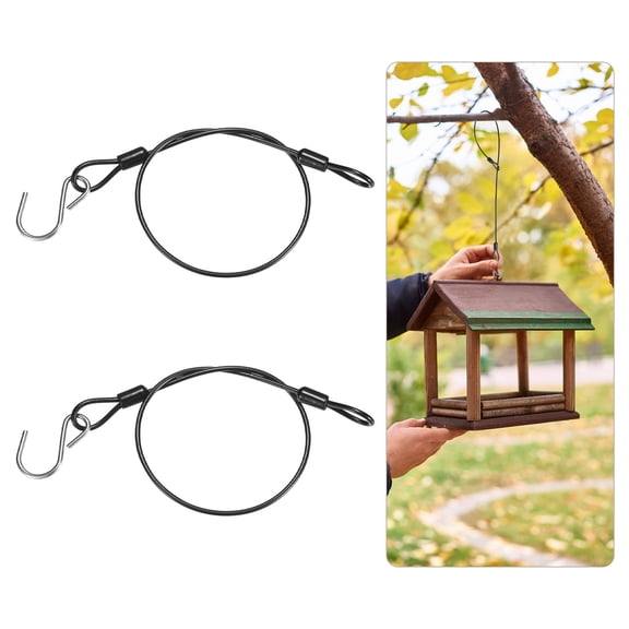 2Pack 45cm Stainless Steel Cable Chain Wire Bird Feeder Hanger with Hook Black