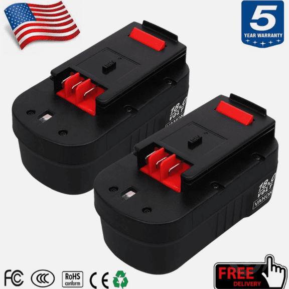2Pack 4800mAh HPB18 Battery Replace for B+D 18V HPB18-OPE A18E 244760-00 FS180BX A17184.8Ah HPB18 Battery Replace for B+D 18V HPB18-OPE A18E 244760-00 FS180BX A1718
