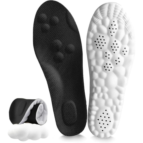 2Pack 4D Cloud Height Increase Insoles for Men Wowen - Cloud Tech Insole, Soft Memory Foam Insoles, Comfort Steppers Height Increase Insoles Trim to Fit for Men Women(Black,L)