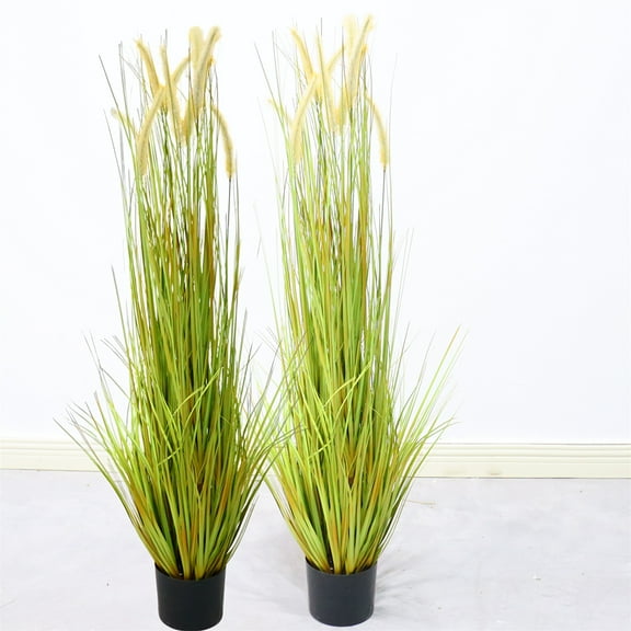 2Pack 4FT Artificial Grass Plants with Pots, Realistic Foxtail Grass Pampas Grass Plants for Home Living Room Bedroom Decoration