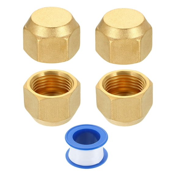 2Pack 5/8" Tube OD Brass Flare Cap, 7/8"-14 UNF Female Thread SAE Pipe Fitting