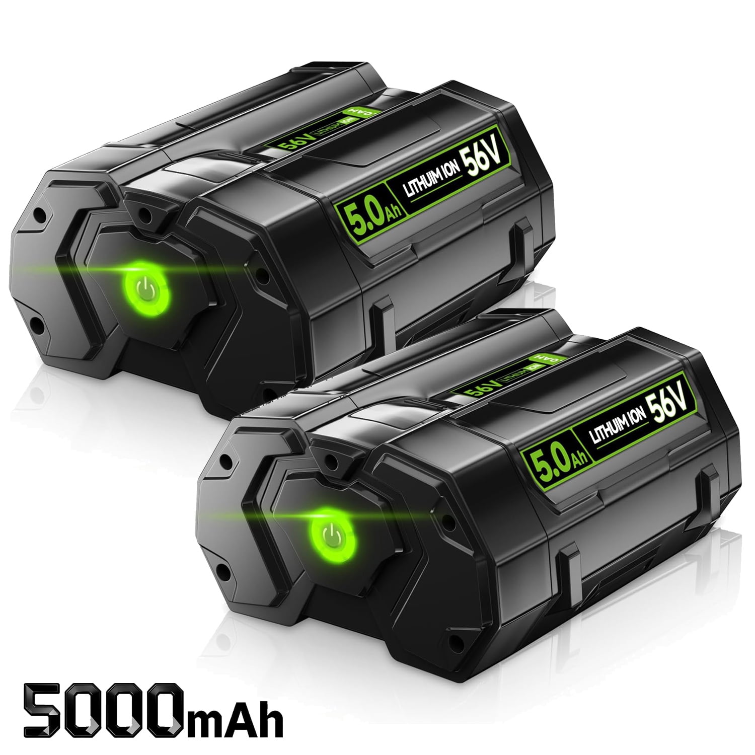 2Pack 5000mAh BA2800 Replacement for EGO 56V Battery Lithium Replacement for EGO 56 Volt Battery 5.0Ah Conpatible with EGO 56 Volt BA2800 BA4200 CS1604 CS1804 CS1403 HT2400 Power Tools（Black-2Pack）