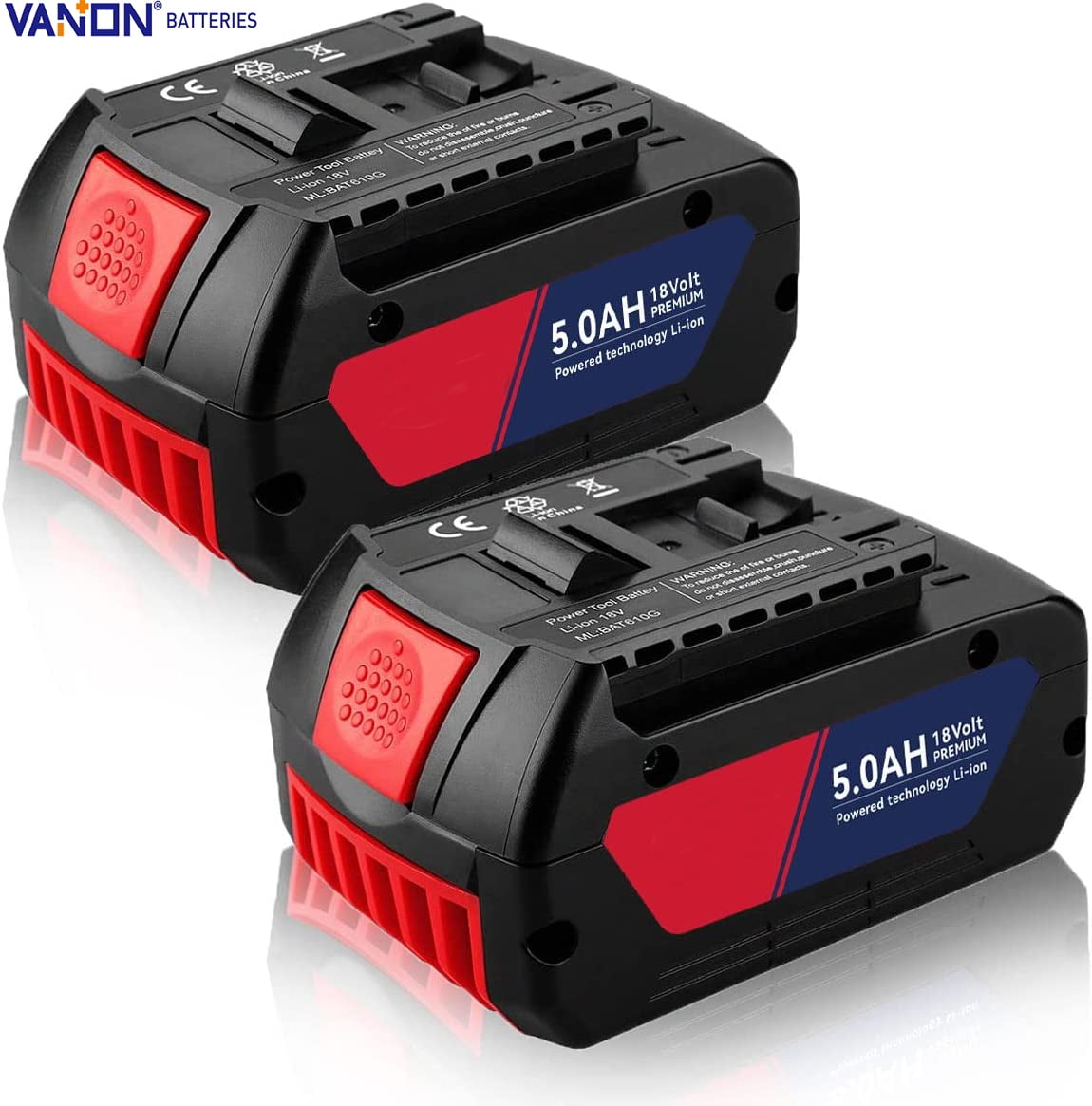 2Pack 5000mAh Li ion Battery for Bosch 18V Battery BAT618 BAT609 BAT622 BAT609G BAT618G BAT619 BAT619G BAT610G Cordless Power Tool Walmart