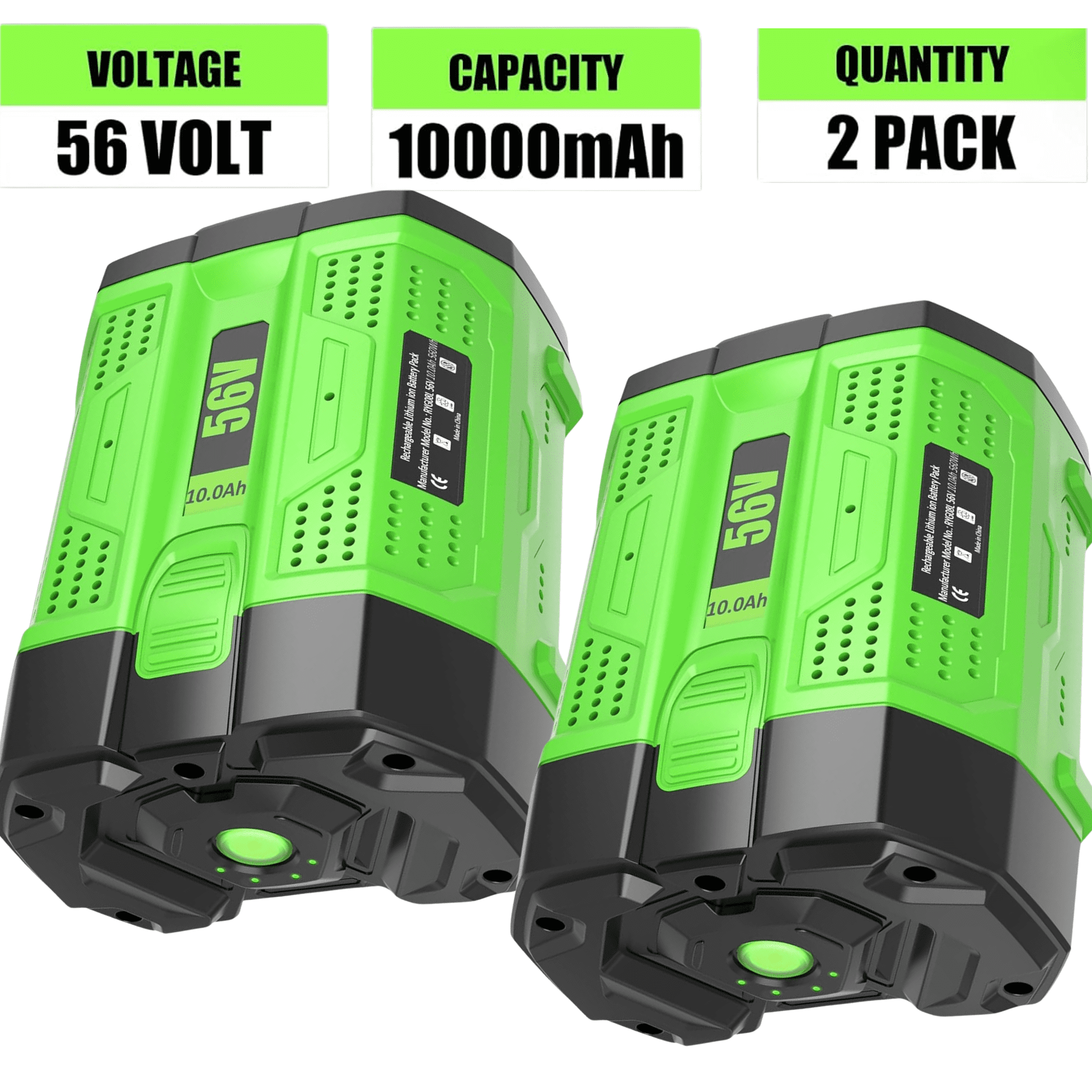2Pack 56V 10.0 Ah Battery for EGO 56V Battery, Replacement for EGO Battery BA5600T BA4200T BA4200 BA2800T BA1400T Lithium-Ion Compatible with EGO 56V Power+ Tools