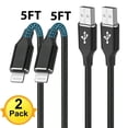 thumbnail image 1 of [2Pack] 5FT Nylon Braided iPhone Cable Fast Charging USB Cord Compatible with iPhone,Black, 1 of 8