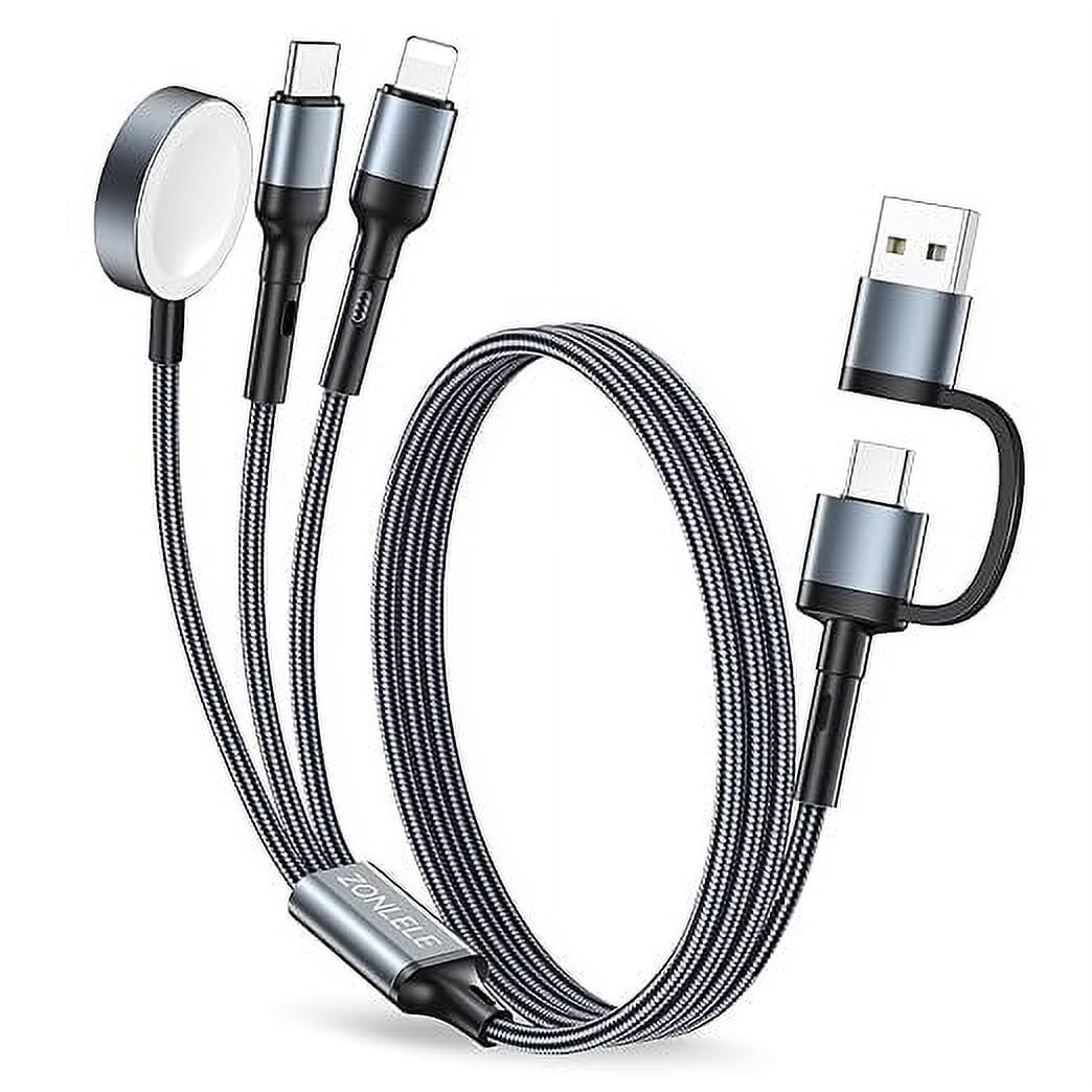 2Pack 5FT Upgraded 3 in 2 Multi Charging Cable for Apple Watch Charger Travel Essentials iWatch Charger Fast Charging Compatible with iWatch Ultra/SE/10/9/8/7/6/5/4/3/2/1,iPhone16/15/14/13/Galaxy S24