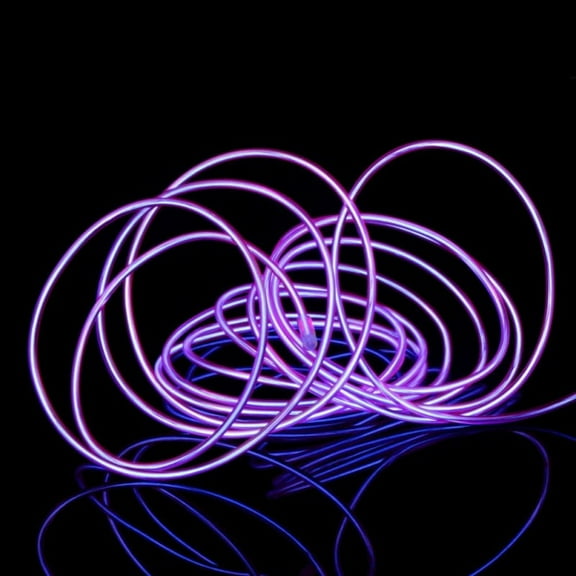 2Pack 5M LED Neon Strip Lights EL Wire Lights Kit Battery Powered Rope Lights Pack Drivers High Brightness for Cosplay Dress Handcraft Cosplay Party Decoration, Purple
