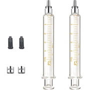 Gufastore Glass Syringe Metal Luer Lock Borosilicate for Liquid, Oil, Glue Applicator 2-Pack 5ml