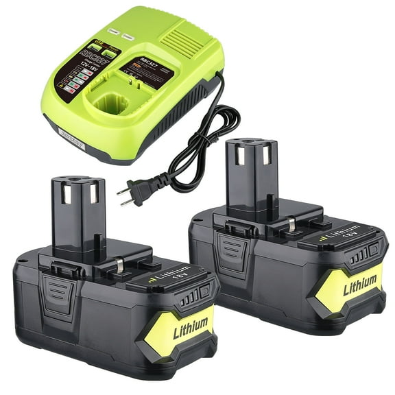 2Pack 6.0Ah Repacement for Ryobi 18V Battery with P117B Charger Compatible with Ryobi Battery 18V P102 P103 P104 P105 P107 P108 P109 Battery & Charger Kit With USB Port