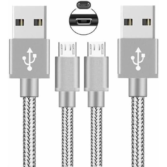 2Pack 6.6ft PS4 Controller Charger Cable Nylon Braided Micro USB Cord Play and Charger Data Sync Cord for PS4 Pro/ PS4 Slim/ DualShock 4, Xbox One S/X/Elite Controller, Android Phones, Kindle Fire