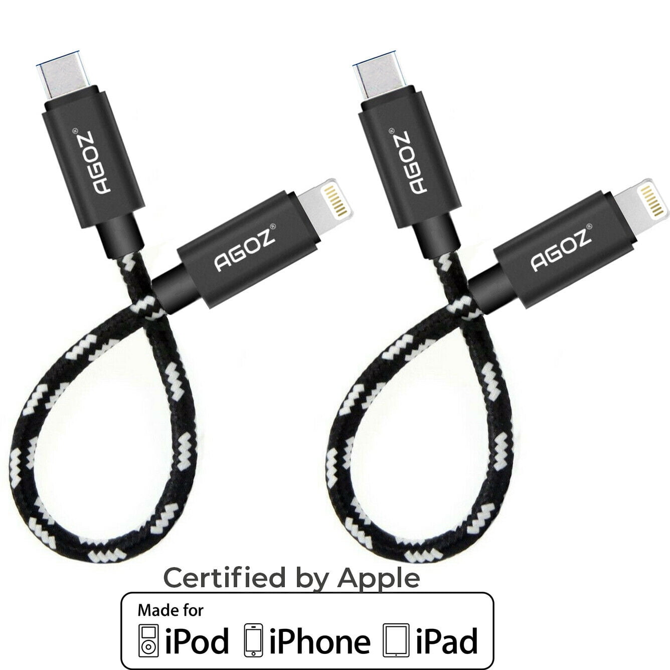 2Pack 6 inch Short AGOZ Apple MFI Certified Lightning to USB C
