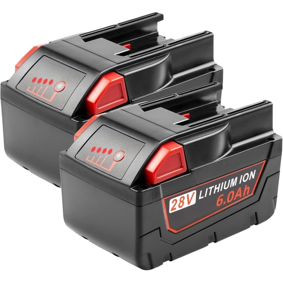 2Pack 6000mAh 28V Battery Replacement for Milwaukee Mk28 Battery for Milwaukee Mk28 48-11-2830, V28, Mk28B, Mk28BX 48-11-2830, V28, 0726-20, 0719-20, 0779-22 Cordless Power Tools Li-Ion Battery