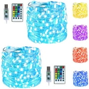 2Pack 66Ft USB Christmas Lights - Upgraded 200 LED Color Changing Fairy Lights with Remote, Dual/Triple Colors for Bedroom Wedding, Valentine's Day
