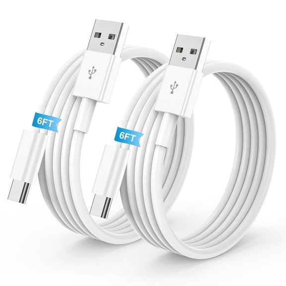 2Pack 6FT USB to USB C Cable for Samsung Galaxy S25/S24/S23/S22/S21/S20/S10f Samsung Note 20/Note 10/Note 9/Note 8, Car Charger Carplay Charging Cable