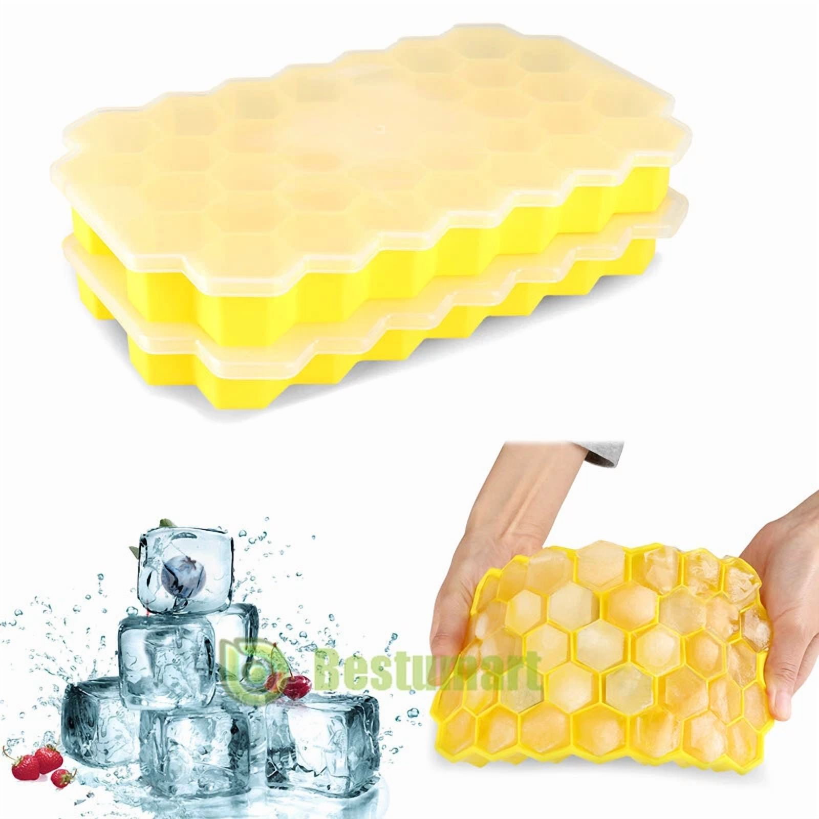 2Pack 74 Ice Cubes W/Lids Honeybee Nest Shape Maker Tray Sphere Mold Bar Whiskey