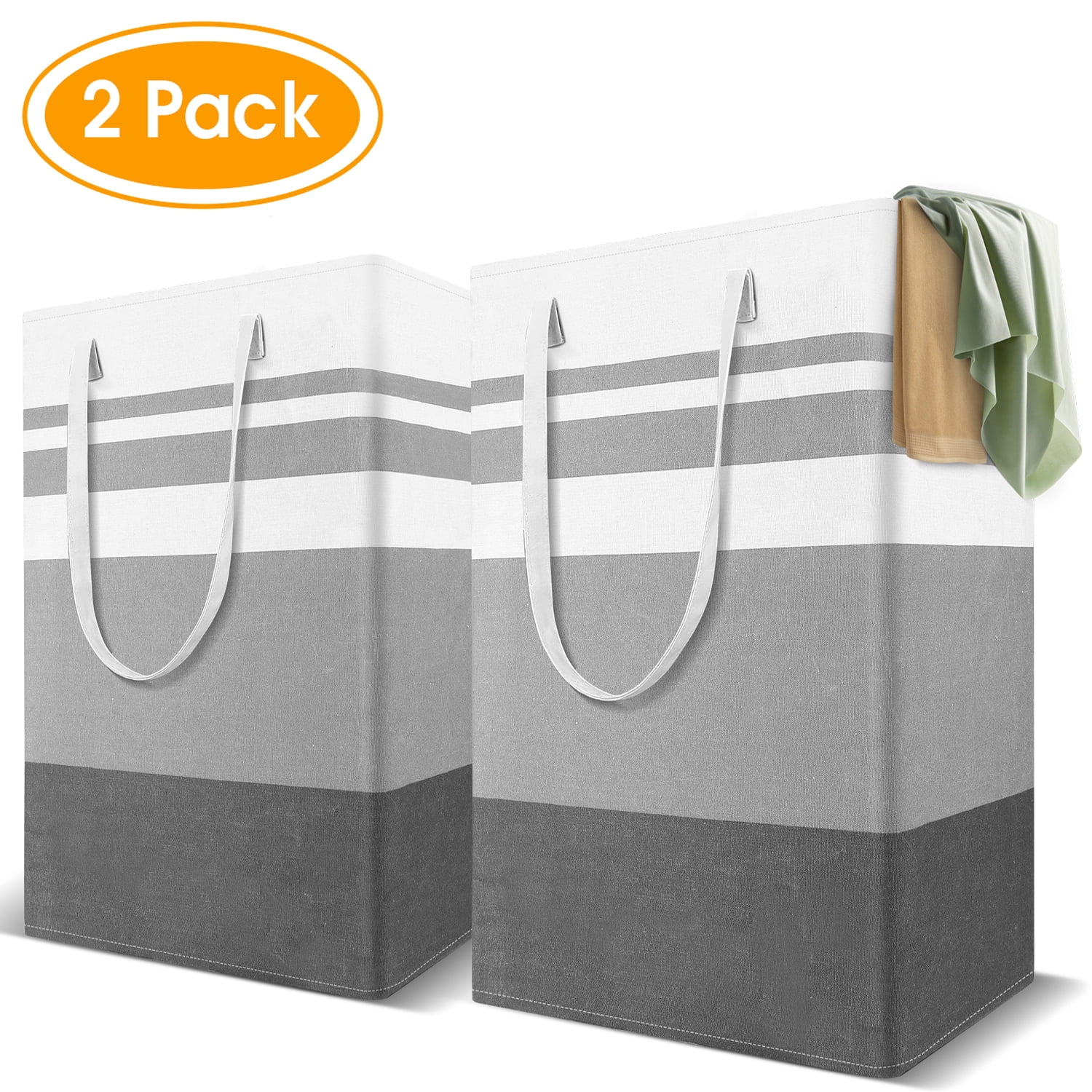 2Pack 75L Large Freestanding Laundry Hamper, iFanze Collapsible Laundry ...