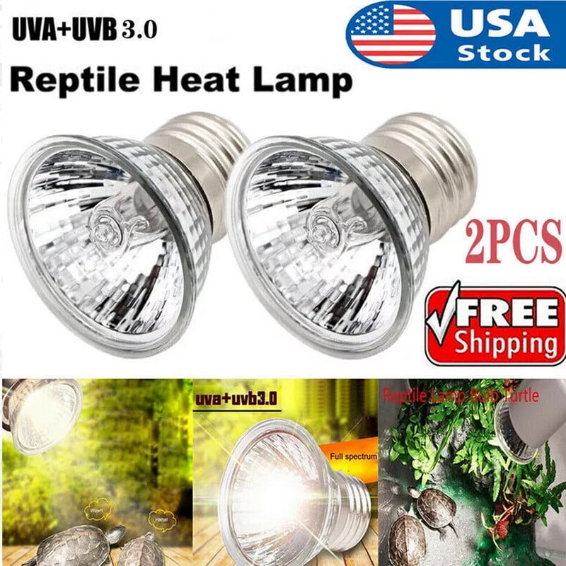 2Pack 75W Reptile Lamp UVA+UVB 3.0 Pet Heat Lamp Turtle Basking Light Bulb UV