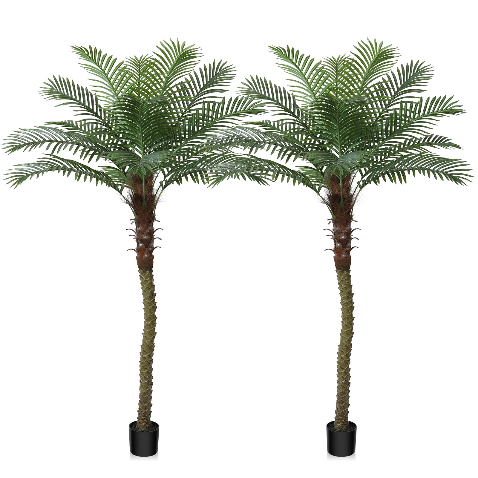 2Pack 7FT Artificial Sago Palm Tree Tall Fake Palm Plant with 15 Pcs