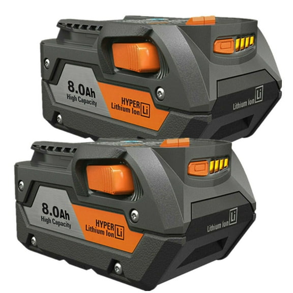 2Pack 8.0Ah 18 Volt Hyper Lithium Battery For Ridgid 18V R840087 R840085 18V Power Tools