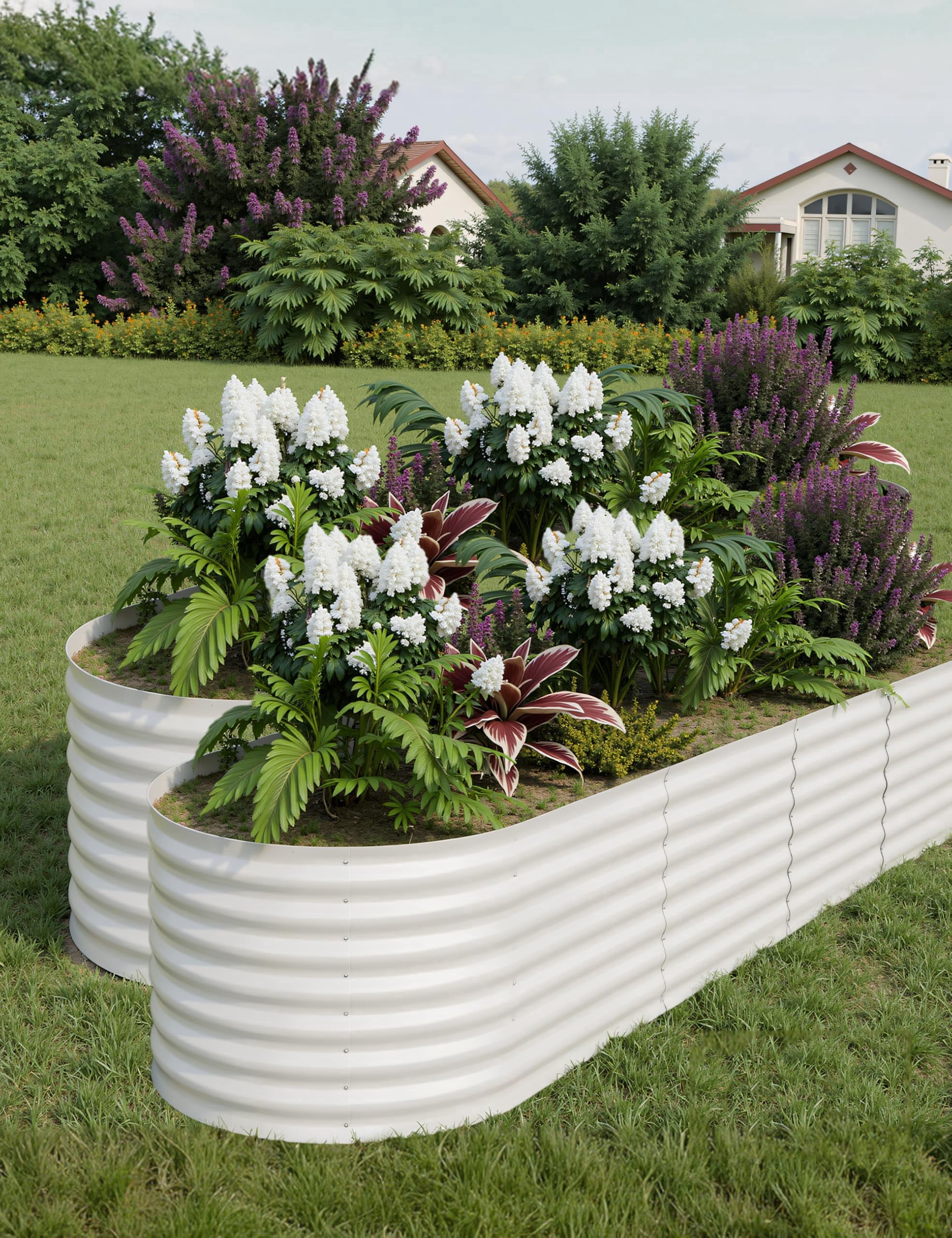 2Pack 8'*2'*2' Oval Metal Raised Garden Bed – Heavy-Duty Galvanized Steel Outdoor Planter Box for Vegetables, Flowers & Herbs, Weather-Resistant, Beige