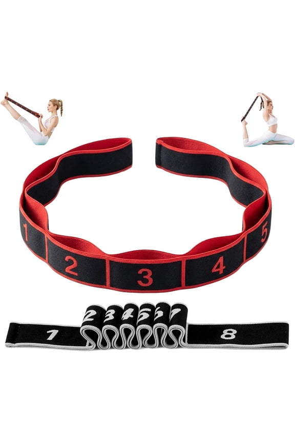 2Pack 8-Section Resistance Band with Numbered Markings, Fitness Resistance Band for Stretching and Yoga, Adjustable Tension Latex Band for Home