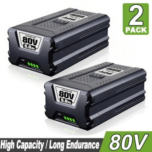 2Pack 80V 5.0Ah Li-ion Battery Compatible with Greenworks 80V Battery GBA80200 GBA80250 GBA80400 GBA80500 for with LED Indicator Light