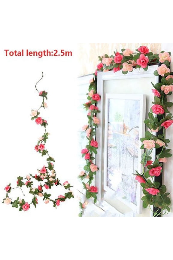 2Pack 8ft Artificial Flower Rose Flower Ivy Vine Hanging Garland Home Hotel Party Garden Wedding silk decor