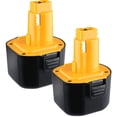 thumbnail image 1 of 2Pack 9.6V DW9062 Ni-MH Replacement for Dewalt 9.6Volt Battery DW9061 DW926 DC750KA DW955K DW955 DW926K-2 DW926K DW902 DW050 DE9062 DE9061, 1 of 13