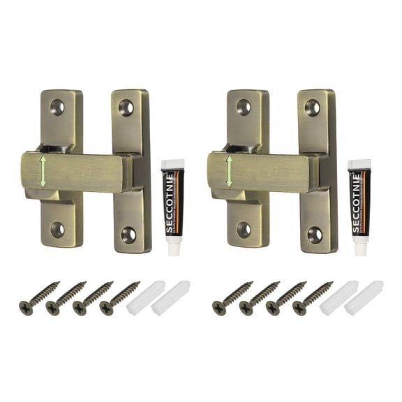 2Pack 90/180 Degree Positioning Gate Latch, Zinc Alloy Flip with Handle, Heavy Duty Lock Bolt for Barn Cabinet Wood Fence Garage, Garden, Fence, Bronze