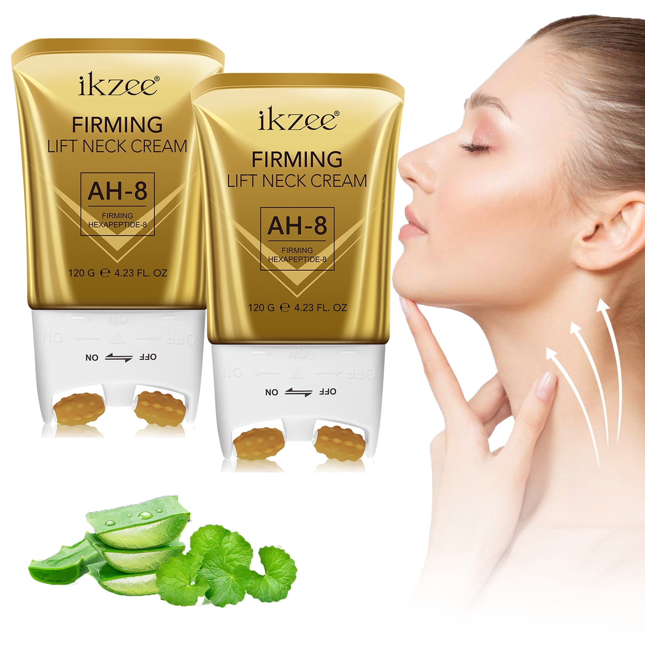 Yecuce, 2Pack AH-8 Firming Neck Cream with Roller Massager, 120g