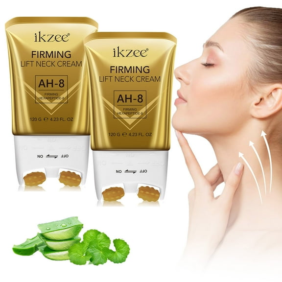 2Pack AH-8 Firming Neck Cream with Roller Massager Design, Moisturizes, Tightens Skin, Improves Elasticity, Anti-Aging, Suitable for Women