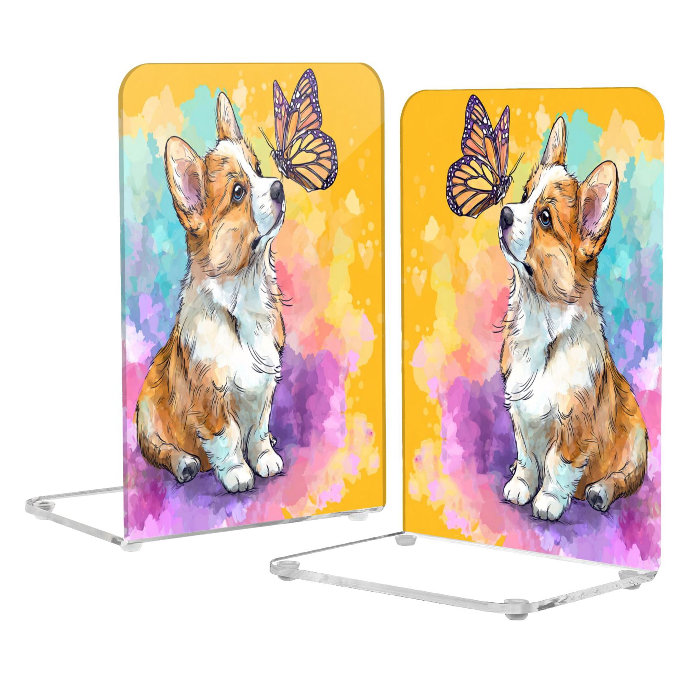 2Pack Acrylic Bookends Clear L-Shaped Book Holders with Non-Slip Pads ...