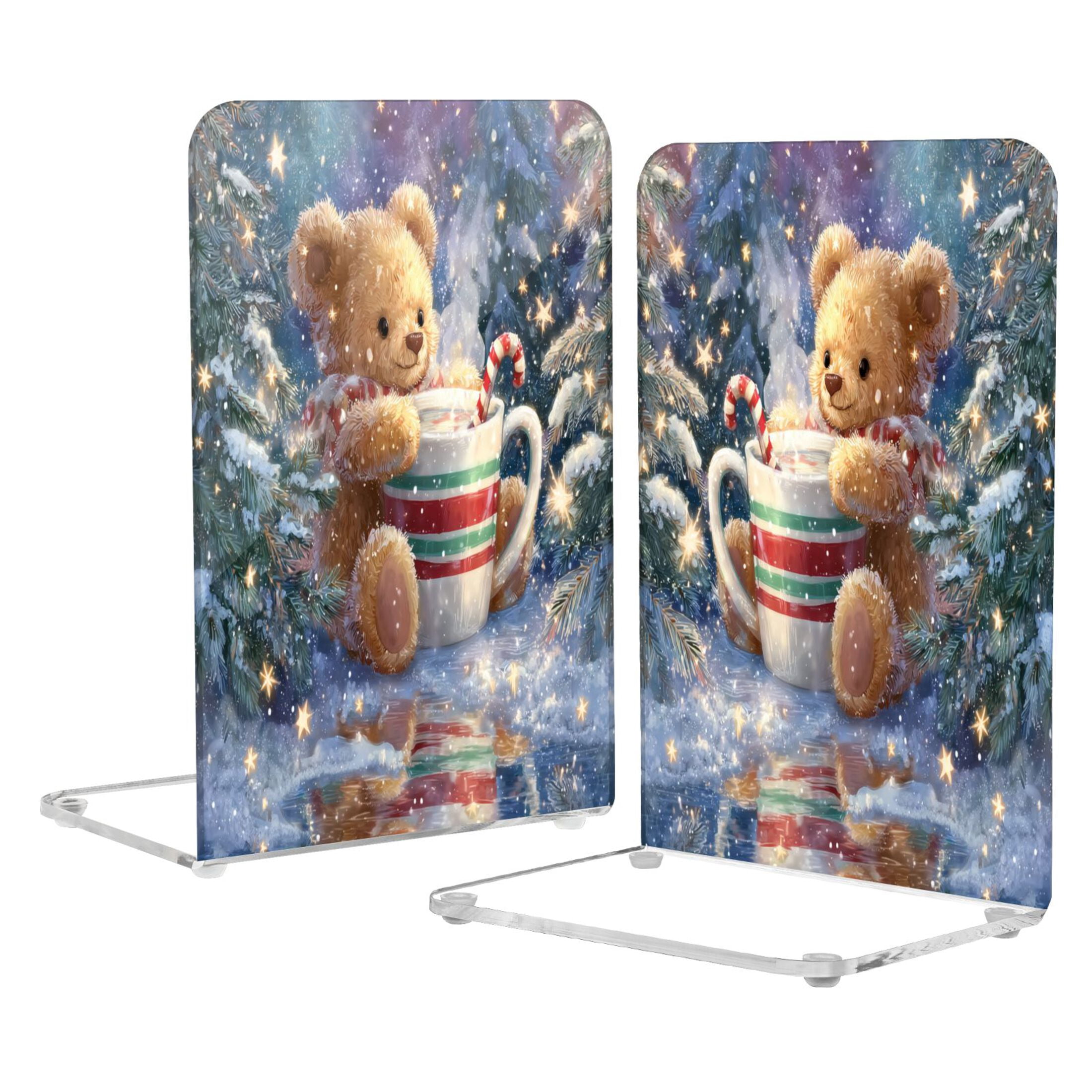 2Pack Acrylic Bookends Clear L-Shaped Book Holders with Non-Slip Pads ...