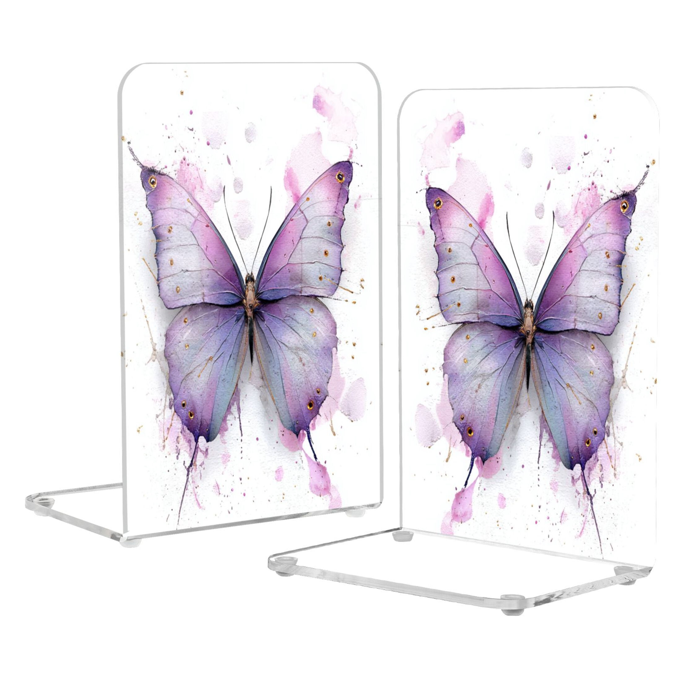 2Pack Acrylic Bookends Clear L-Shaped Book Holders with Non-Slip Pads ...