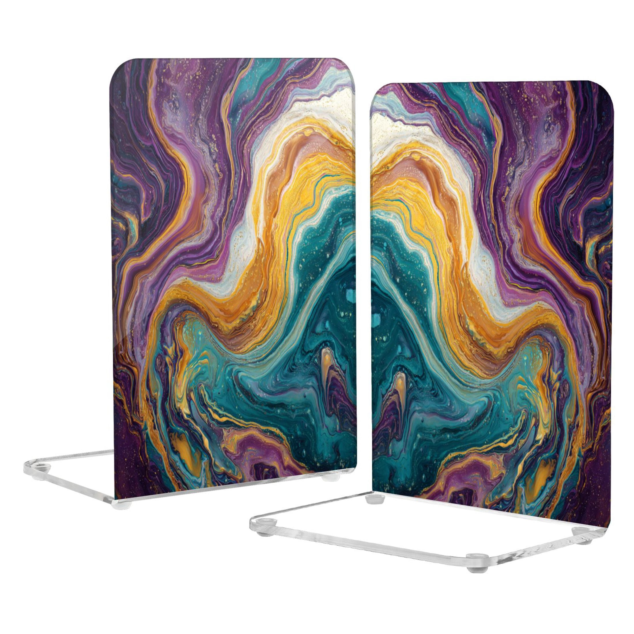 2Pack Acrylic Bookends Clear L-Shaped Book Holders with Non-Slip Pads ...