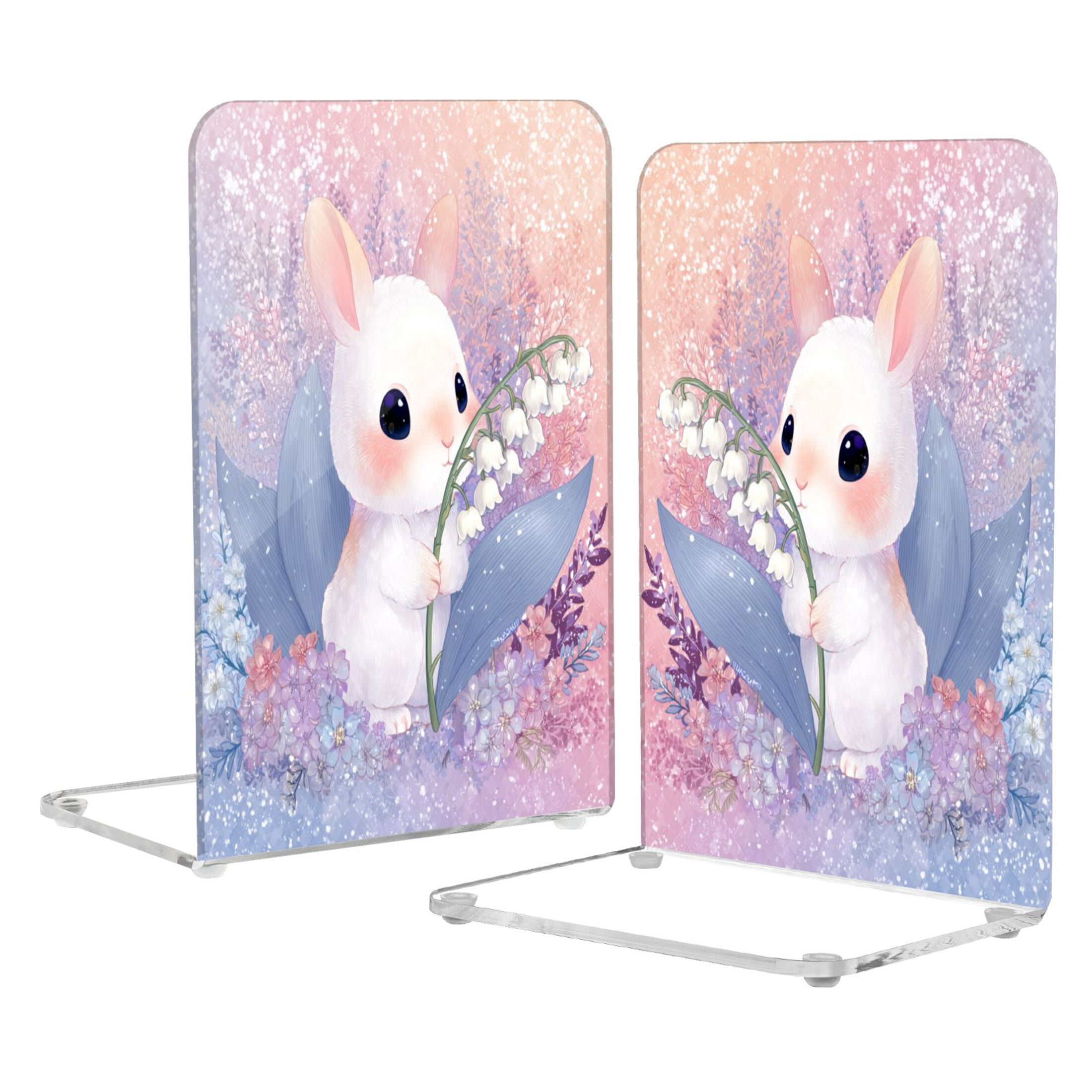 2Pack Acrylic Bookends Clear L-Shaped Book Holders with Non-Slip Pads ...