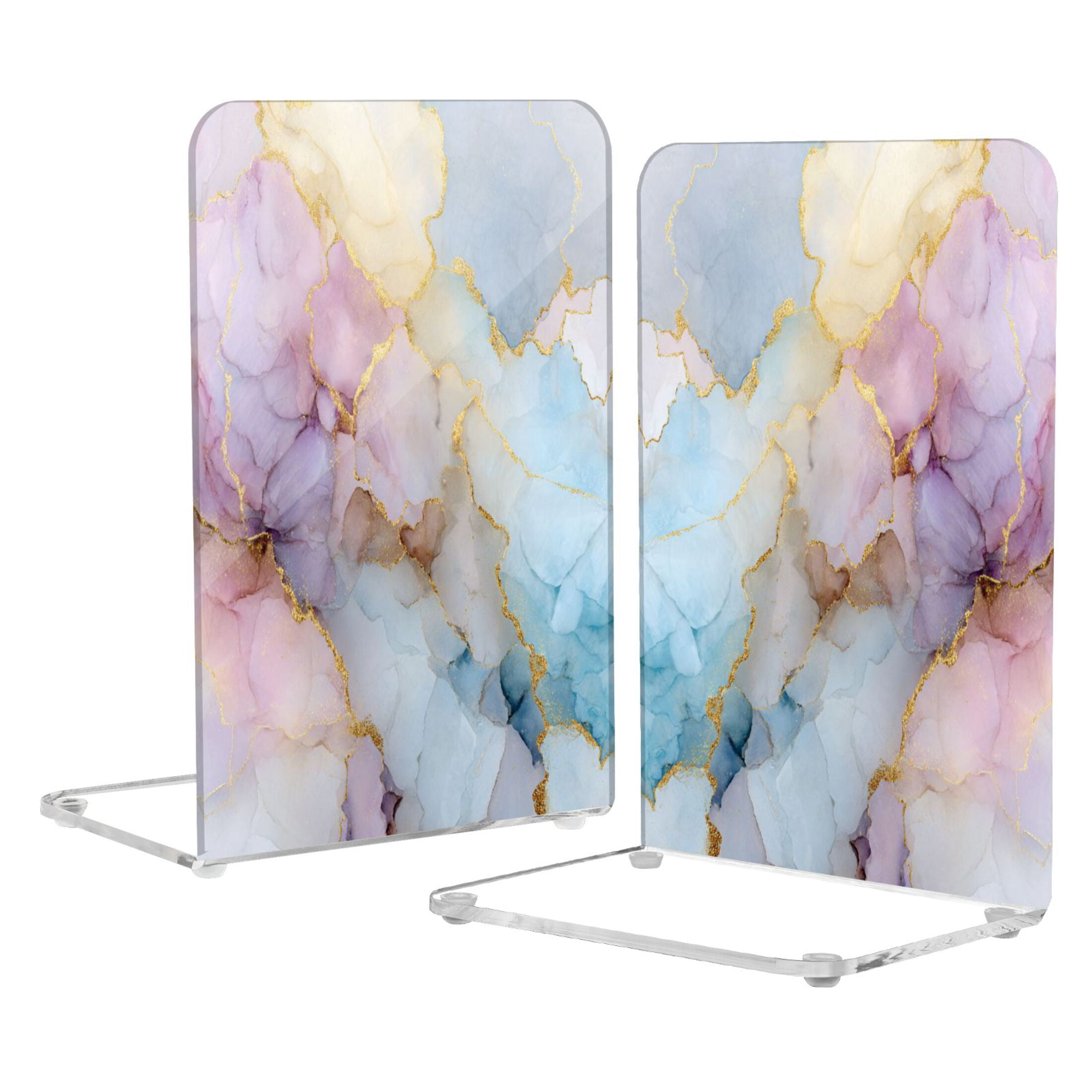 2Pack Acrylic Bookends Clear L-Shaped Book Holders with Non-Slip Pads ...