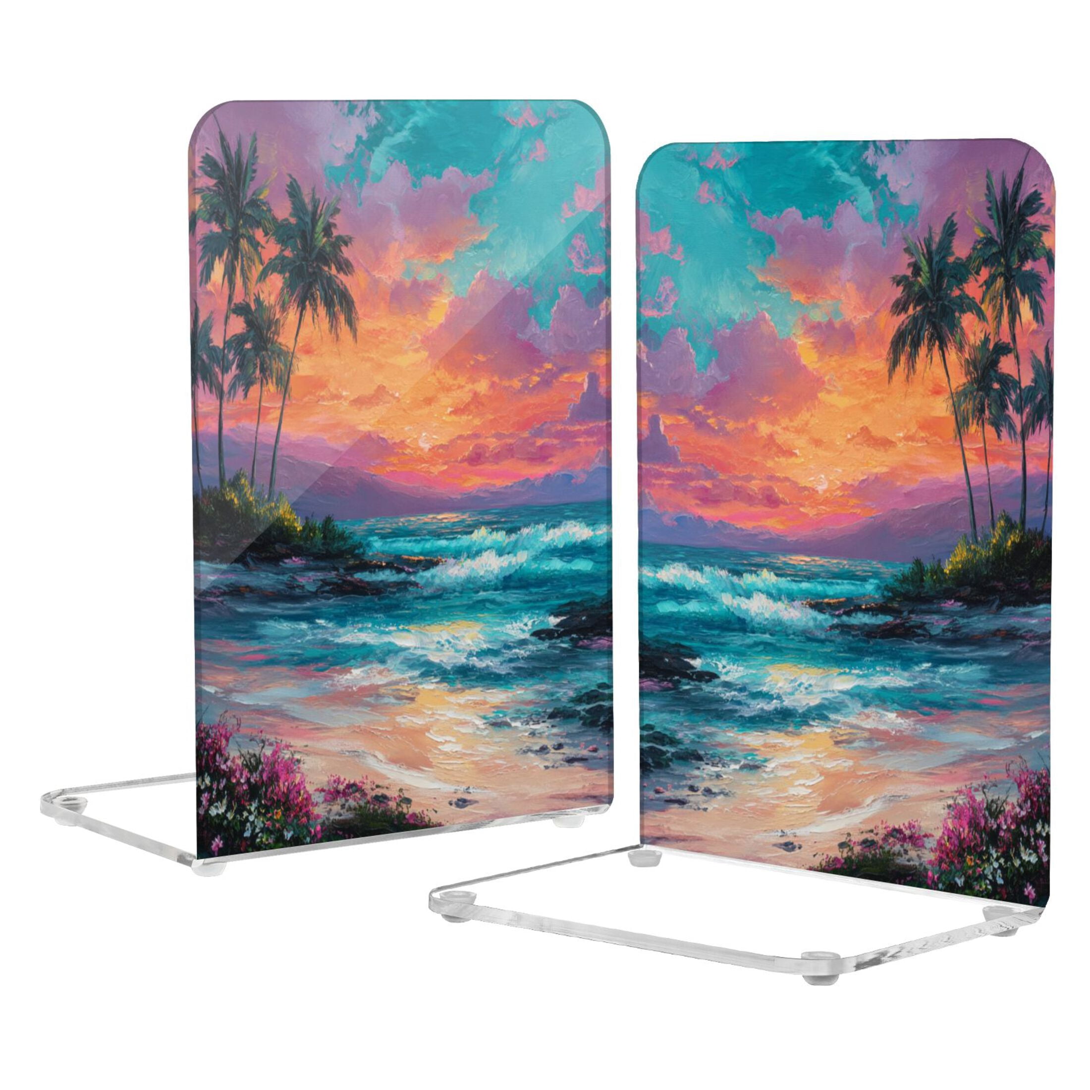 2Pack Acrylic Bookends Clear L-Shaped Book Holders with Non-Slip Pads ...