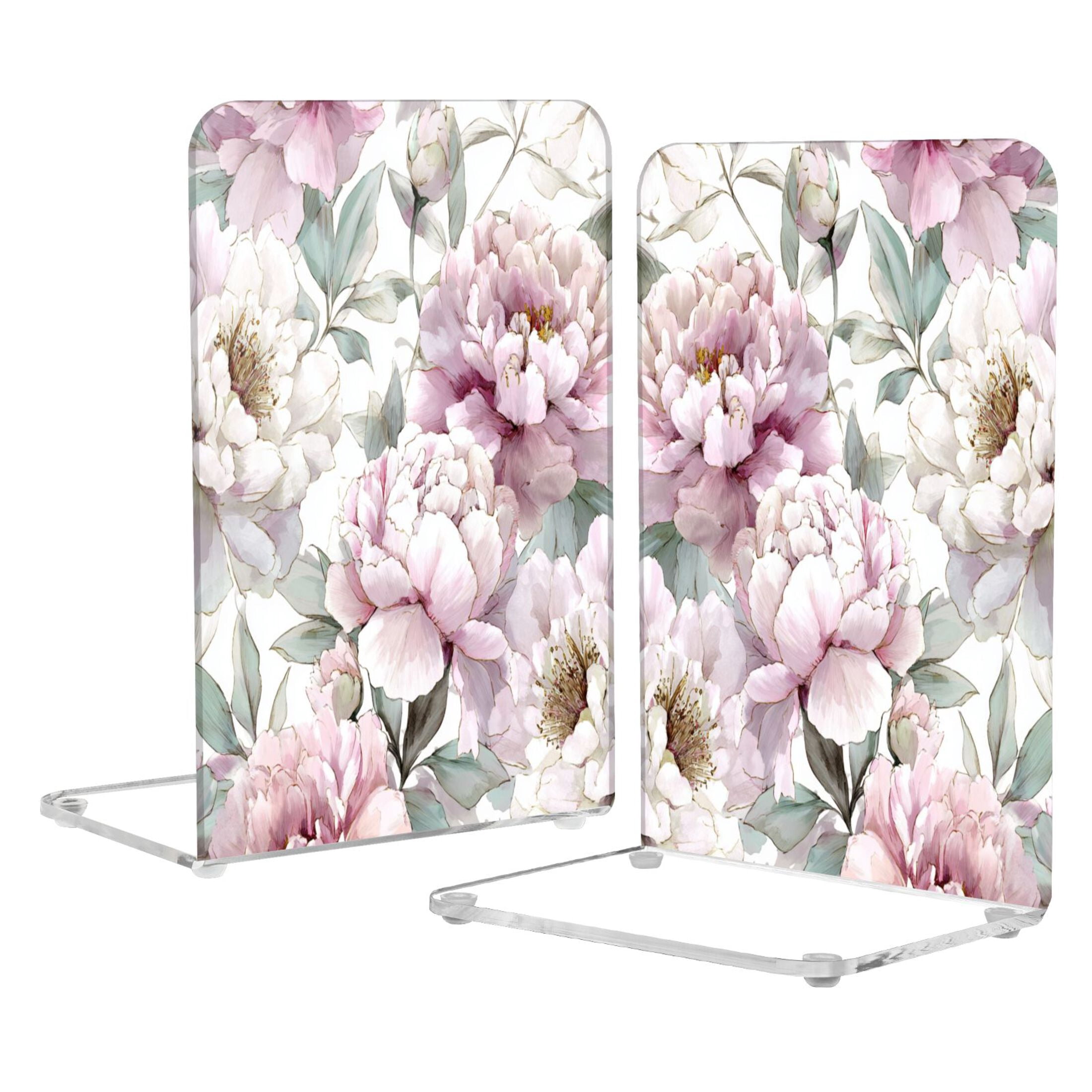 2Pack Acrylic Bookends Clear L-Shaped Book Holders with Non-Slip Pads ...