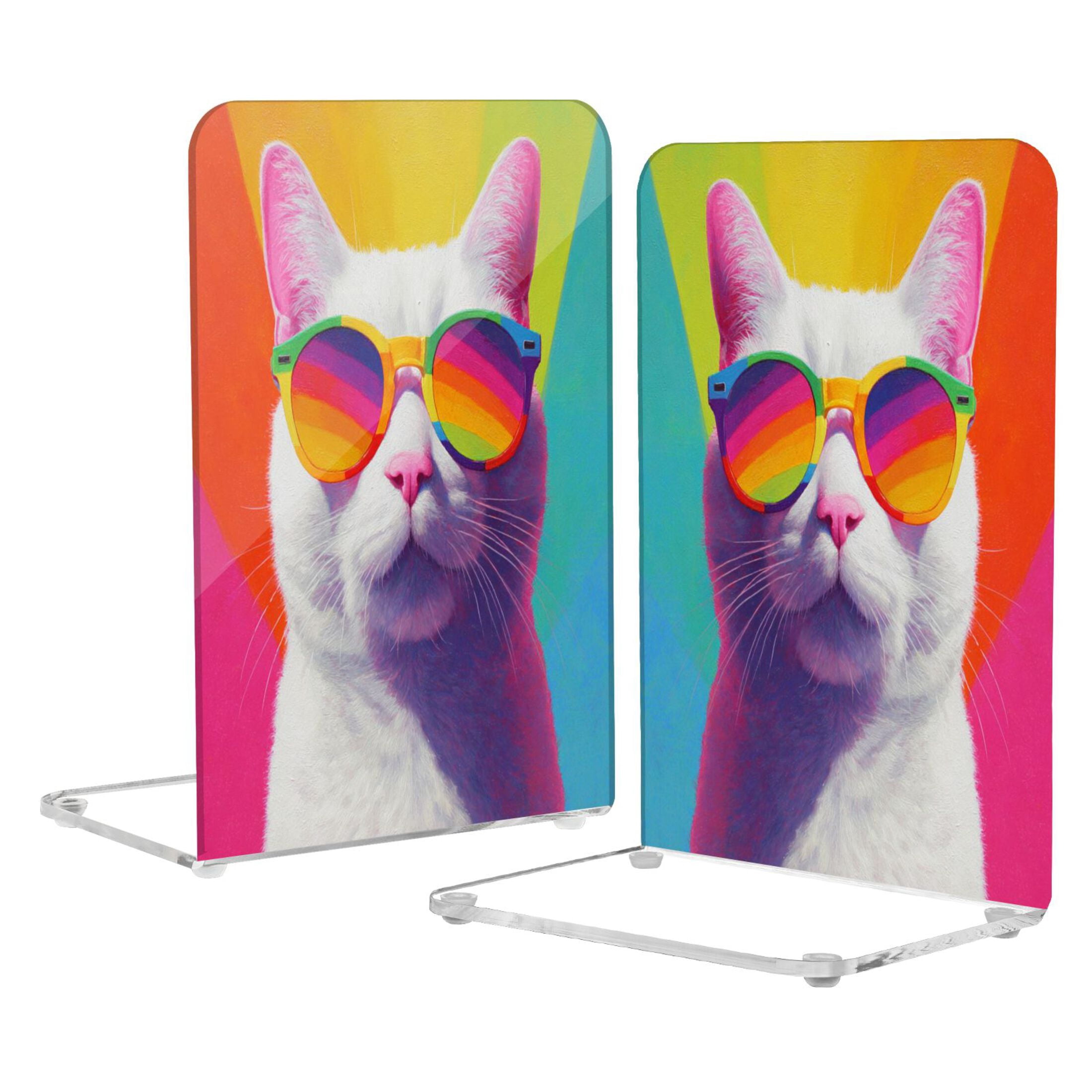 2Pack Acrylic Bookends Clear L-Shaped Book Holders with Non-Slip Pads ...