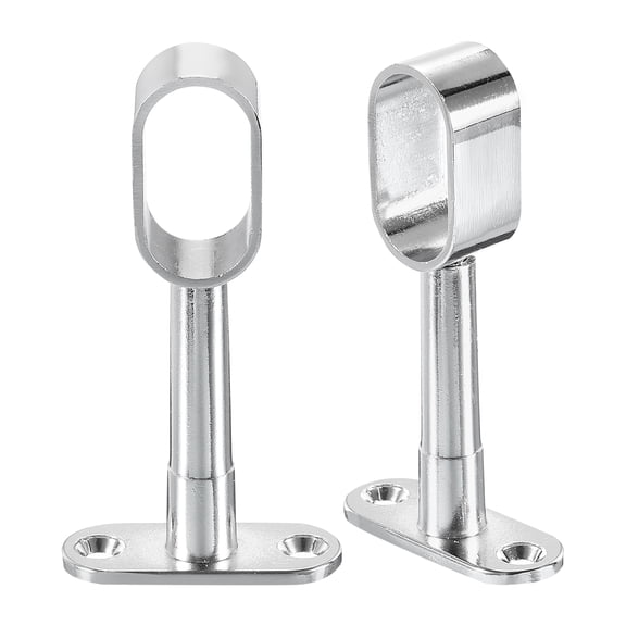 2Pack Adjustable Closet Rod Support Bracket, Rod Holder for Wardrobe, Silver