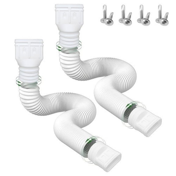 ‌2Pack Adjustable Downspout Extender - 21-60″ Expandable Rain Pipe for Gutters, Corrosion-Resistant, White