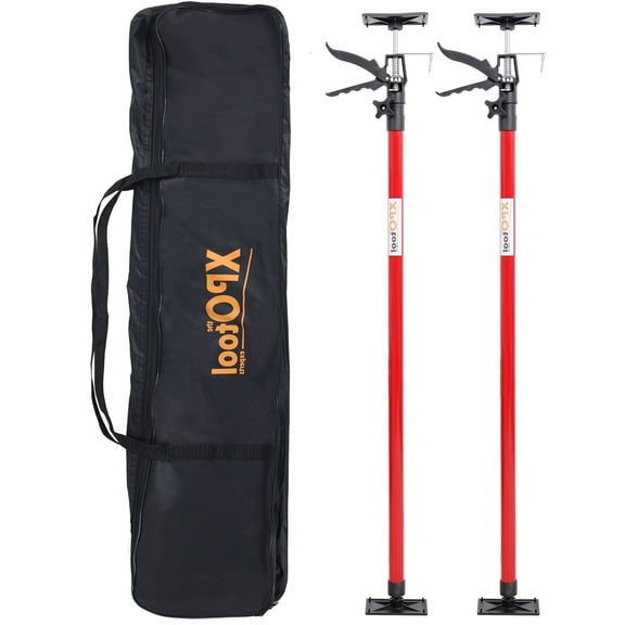 2Pack Adjustable Support Pole Set in Steel, Extends from 45 to 114 Inch, Jacks, Cargo Bars, and Installing Cabinets