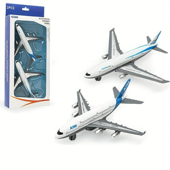 2Pack Airplane Toys, Metal Plane Pull Back Airplane Toys for 3 4 5 6 Years Old Boys Girls, Die Cast Aircraft Plane Models, Kids' Play Vehicles Aeroplane Airplanes for Kids Birthday Gifts